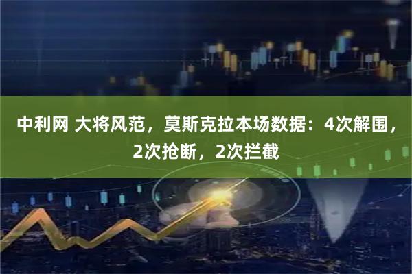 中利网 大将风范，莫斯克拉本场数据：4次解围，2次抢断，2次拦截